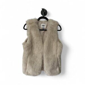 Old Navy Faux Fur Vest in Cream - Size: M